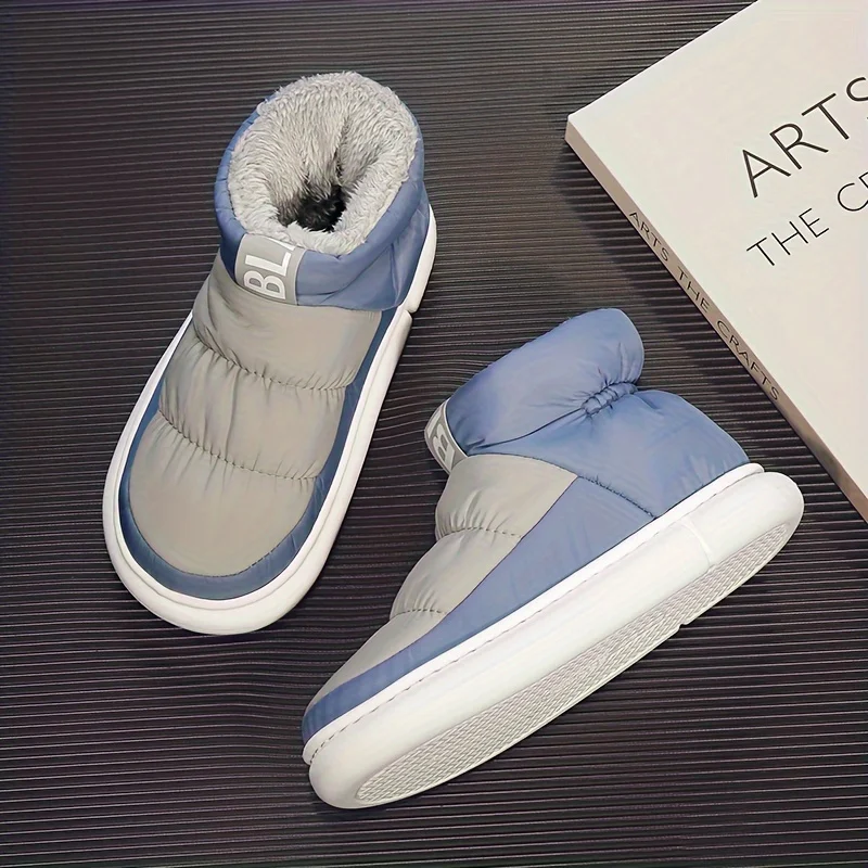 Pantoufle Bottes De Neige Antidérapantes Coupe-vent À Enfiler Avec Doublure Pelucheuse – Image 9