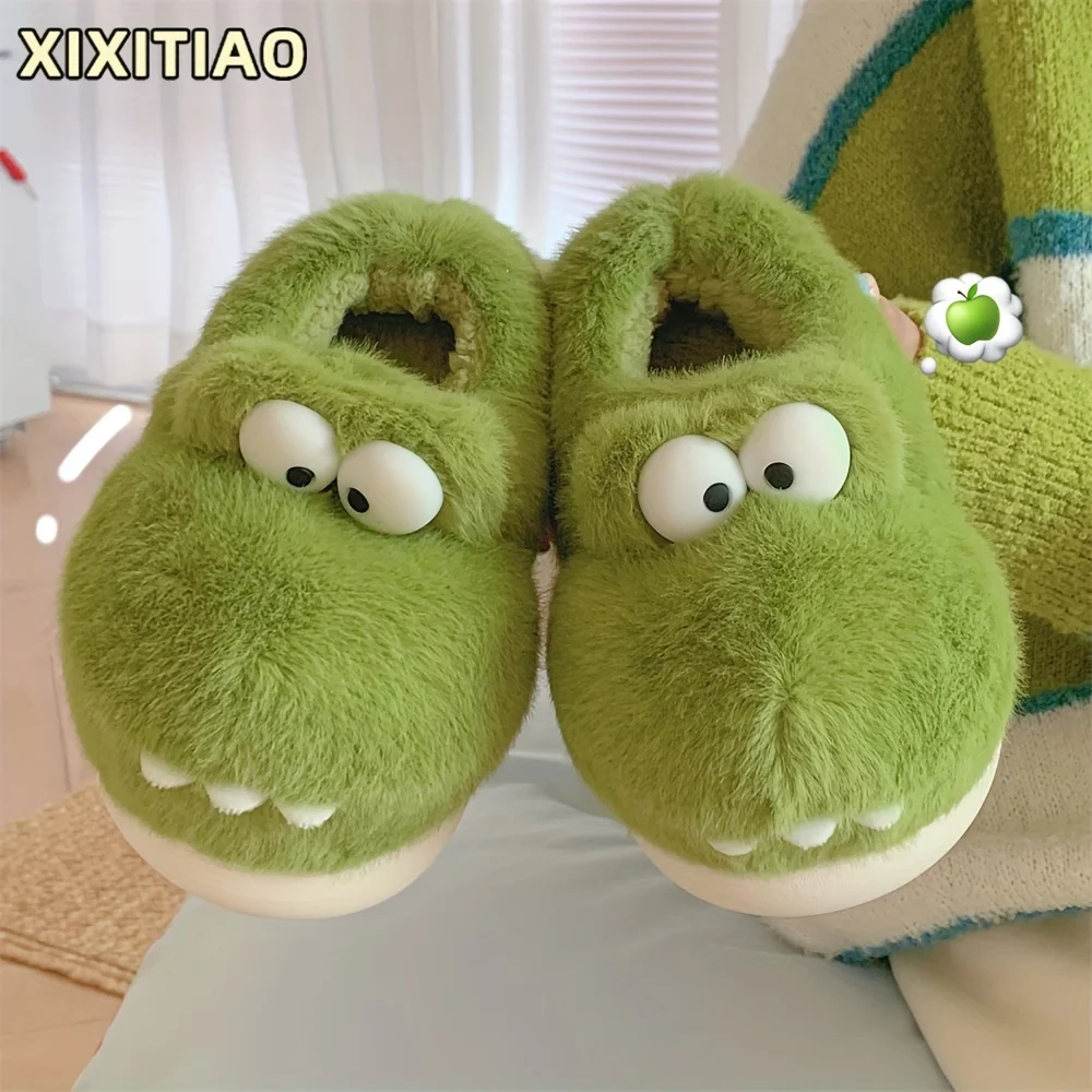 Pantoufle De Maison En Fourrure motif De Crocodile De Dessin Animé Mignon – Image 7