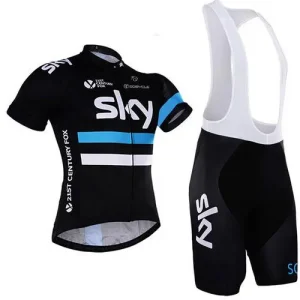 Ensemble cyclisme Sky – Manches courtes, conçu pour les courses et entraînements d’été