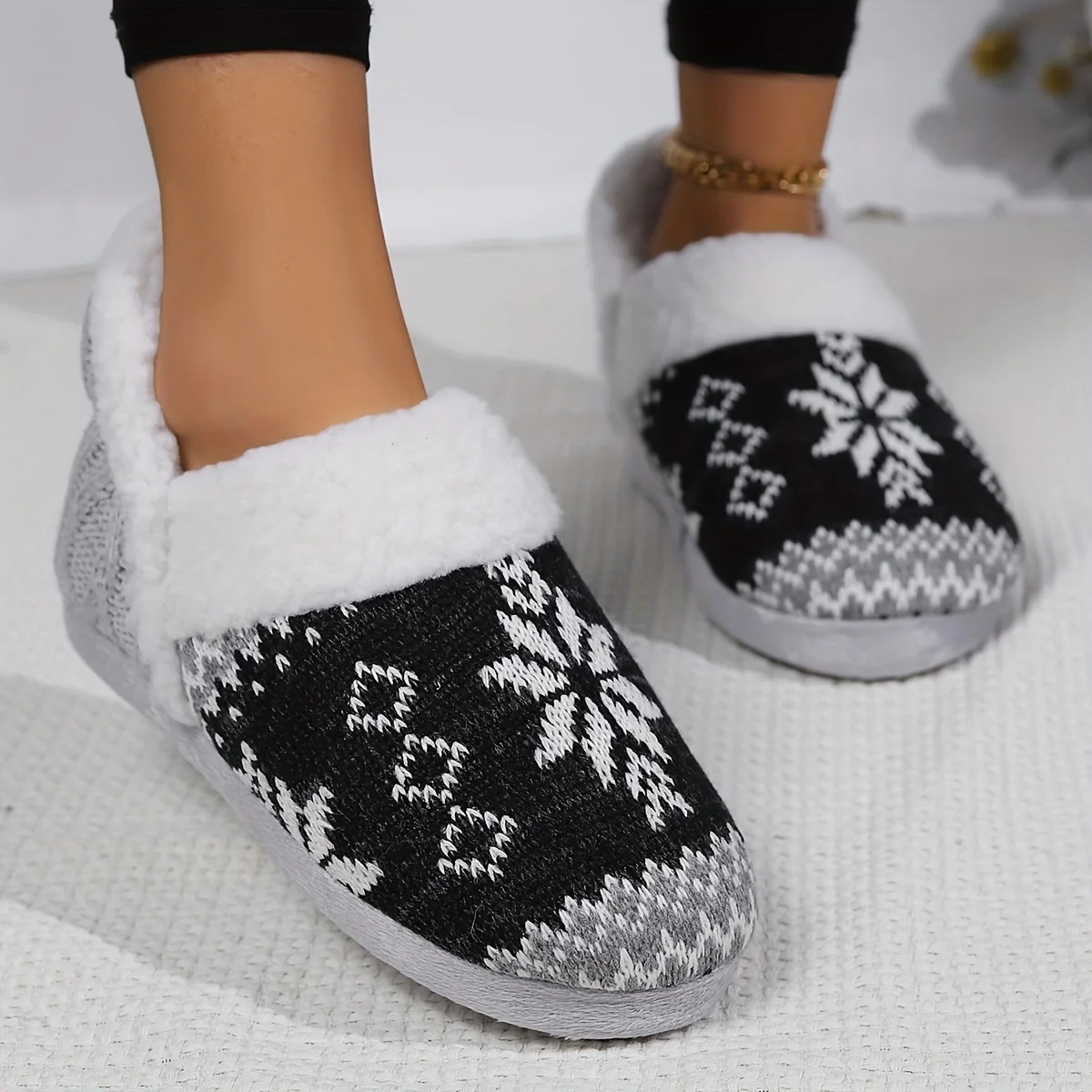 Pantoufle Bottes Doublure En Peluche Thermique Semelle Souple – Image 8