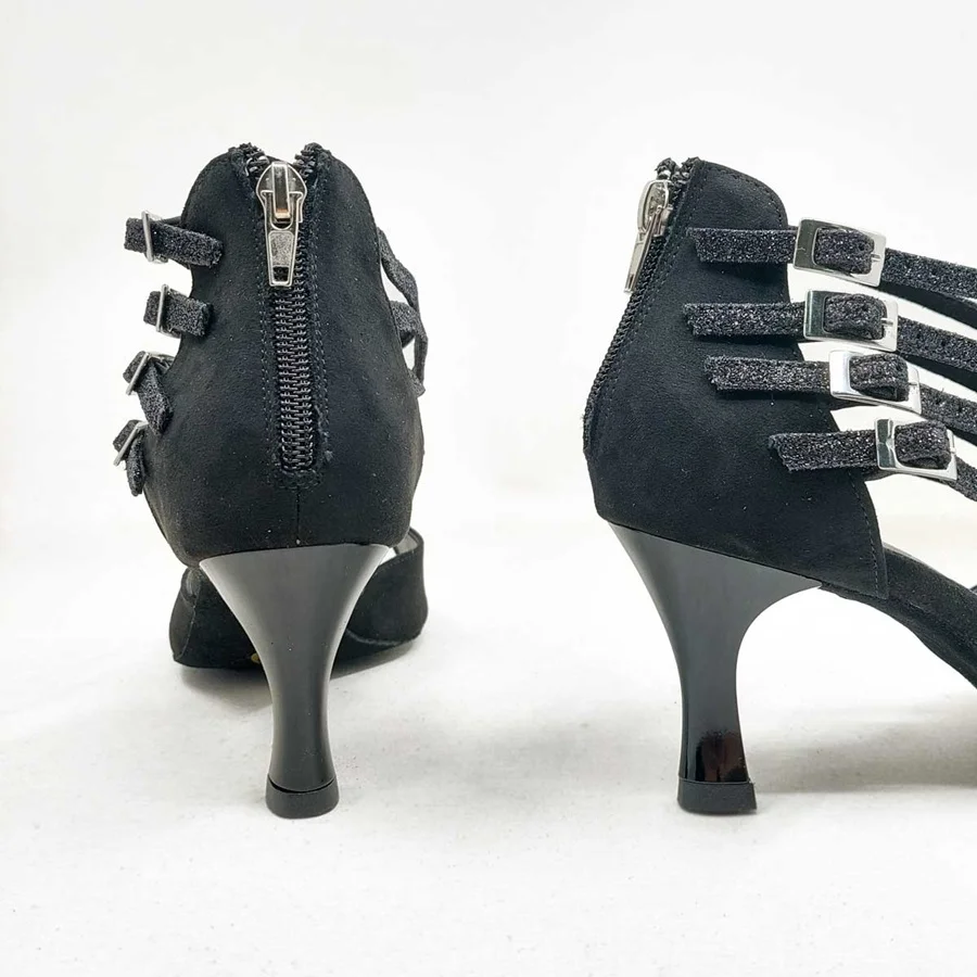 7/79 LIDMAG Chaussures bottines de kizomba glitter nubuck noir 7 cm – Image 3