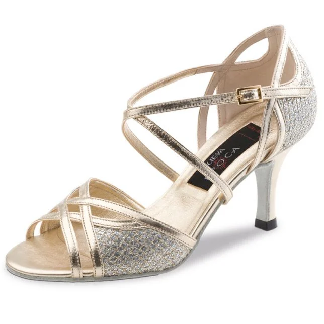 Chaussure danse Latine argenté brillant platine talon slim 6 cm ROSE – NUEVA EPO – Image 3