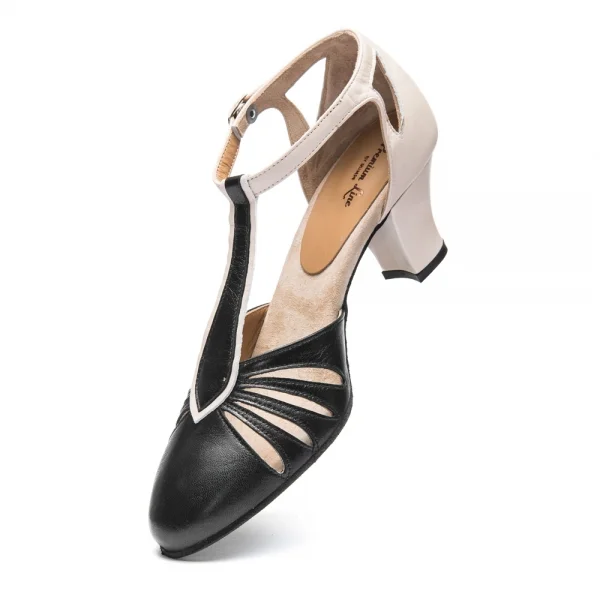 9210-Chaussures de Danses Swing Cabaret cuir noir et beige – RUMPF – Image 3