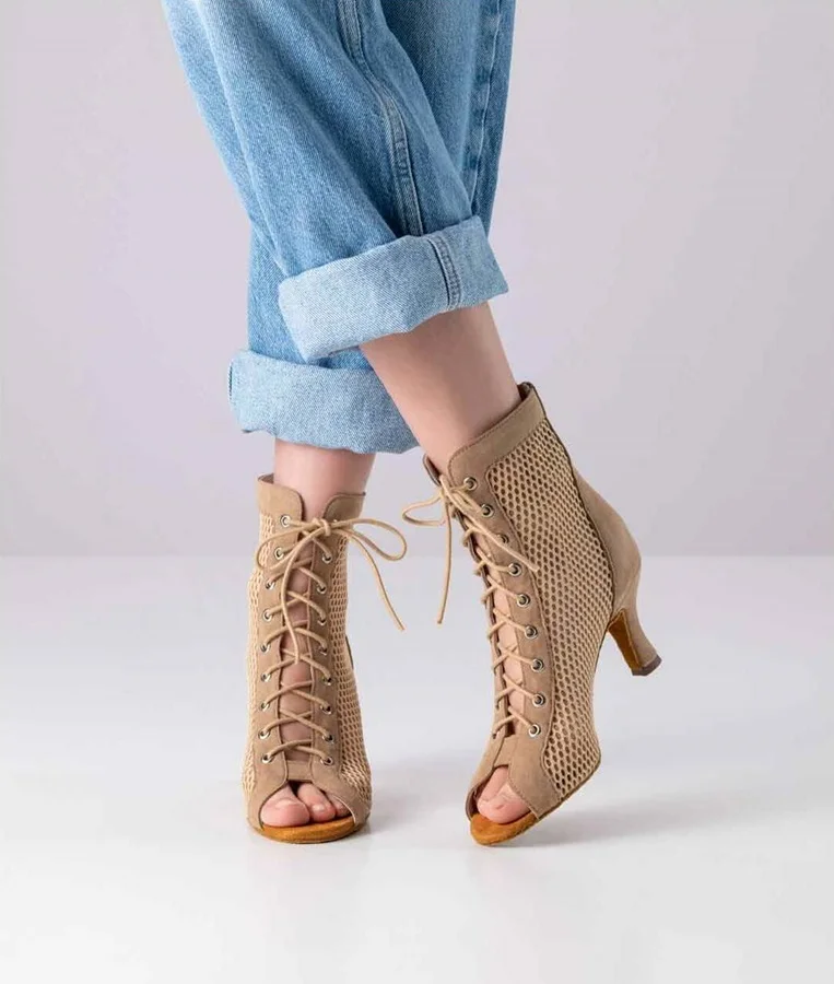 Mélisande-Bottine de bachata kizomba mesh beige talon 6 cm ANNA KERN – Image 2