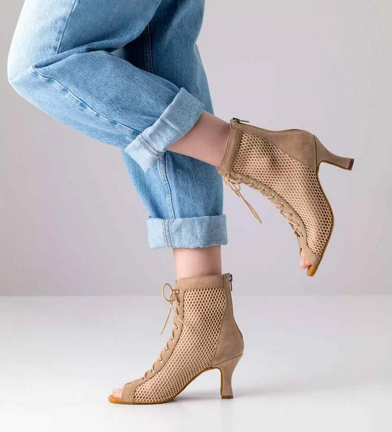 Mélisande-Bottine de bachata kizomba mesh beige talon 6 cm ANNA KERN – Image 3