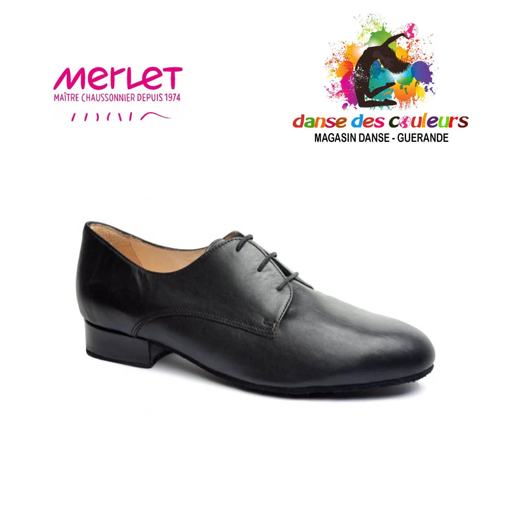 HEROLD 001 – Chaussures de danse de salon en cuir noir pour homme – MERLET