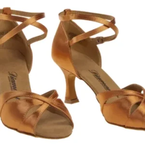 Chaussure danse latine tan satin à lanières croisées 141-087-379-DIAMANT