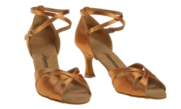 Chaussure danse latine tan satin à lanières croisées 141-087-379-DIAMANT – Image 2