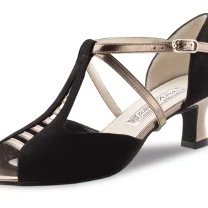 HOLLY 55 Werner Kern – Chaussures de danse latine femme nubuck noir et bronze
