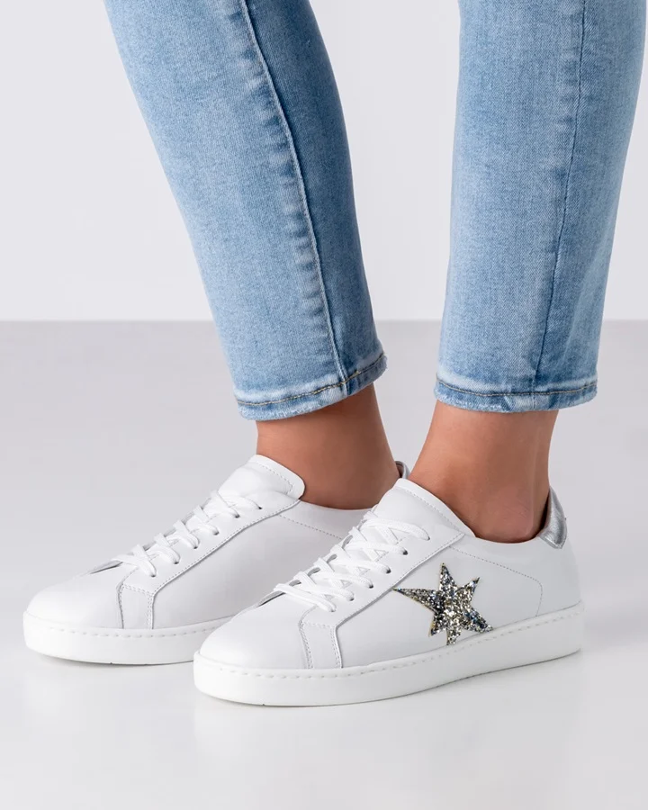 Basket de danse cuir blanc étoile pailletée WERNER KERN – Image 2