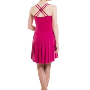 Robe latine fines bretelles dos croisé rouge SHEDDO taille M