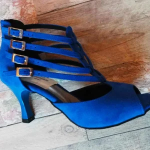 7/79 LIDMAG Chaussures bottines de kizomba nubuck bleu roi 7 cm