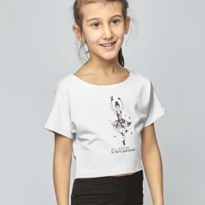 AGILE Tee-shirt crop top danseuse Enfant blanc -TEMPS DANSE