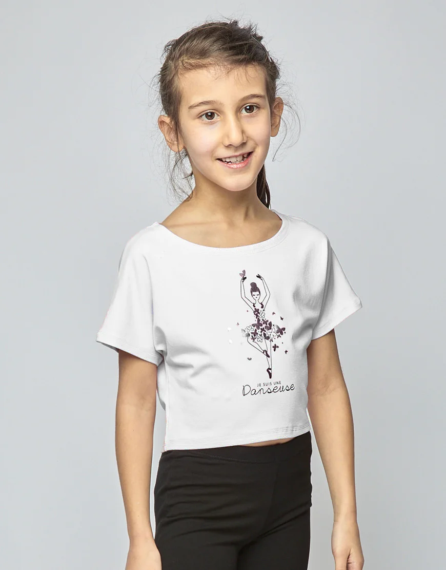 AGILE Tee-shirt crop top danseuse Enfant blanc -TEMPS DANSE – Image 2