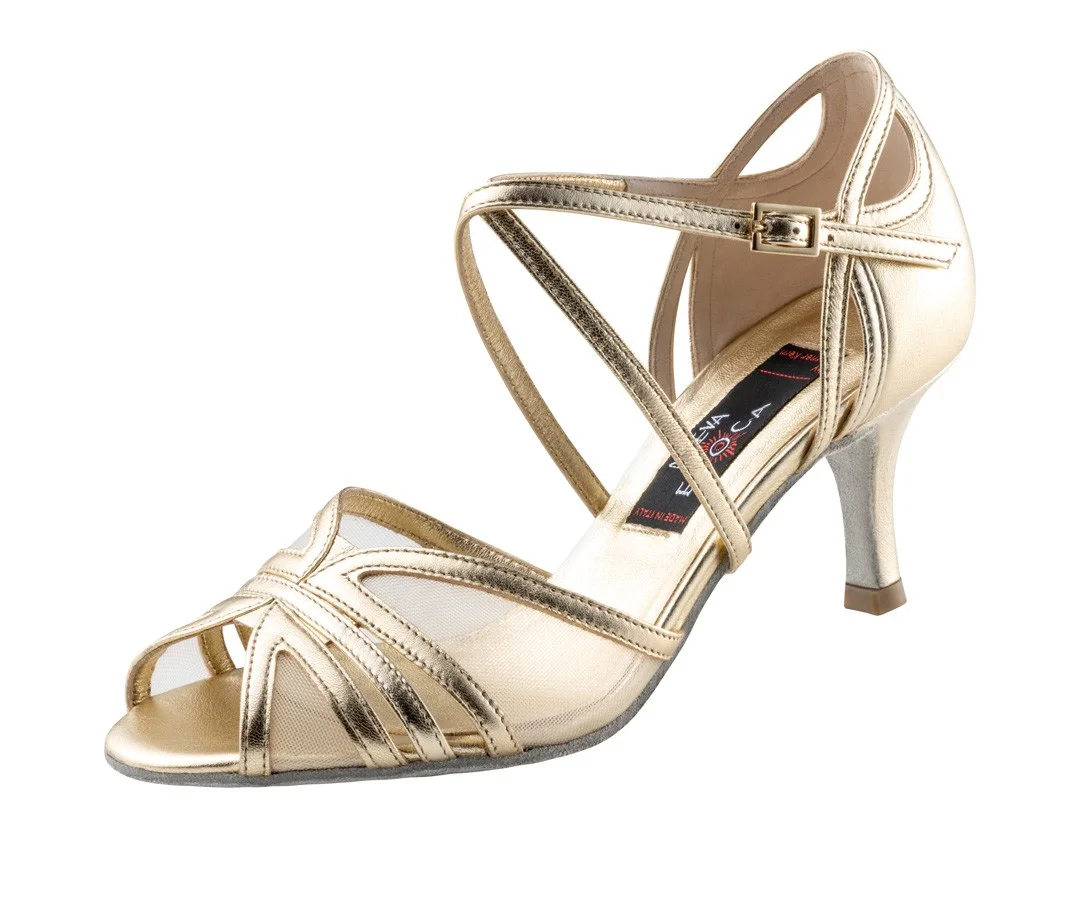 SIERRA-6 NUEVA EPOCA-Chaussure de bachata kizomba tango mesh lanières platine