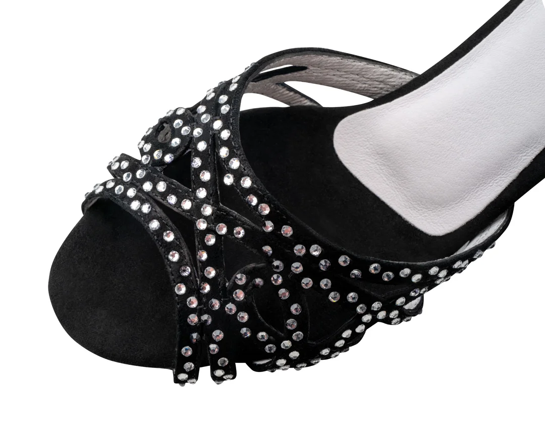 960-Clémence-Chaussure danse latine nubuck noir à strass- ANNA KERN – Image 4