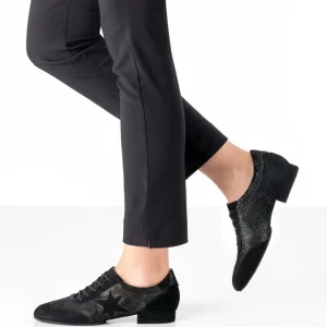 ARIANA chaussures toutes danses daim noir petit talon motif étoile WERNER KERN