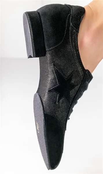 ARIANA chaussures toutes danses daim noir petit talon motif étoile WERNER KERN – Image 5