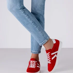 Baskets de danse femme cuir suède rouge et blanc WERNER KERN