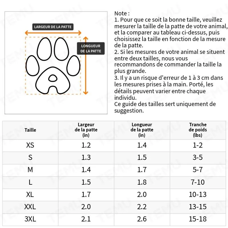 Pantoufle Pour Chien En Automne Et En Hiver, Couvre-pieds 4pcs – Image 9