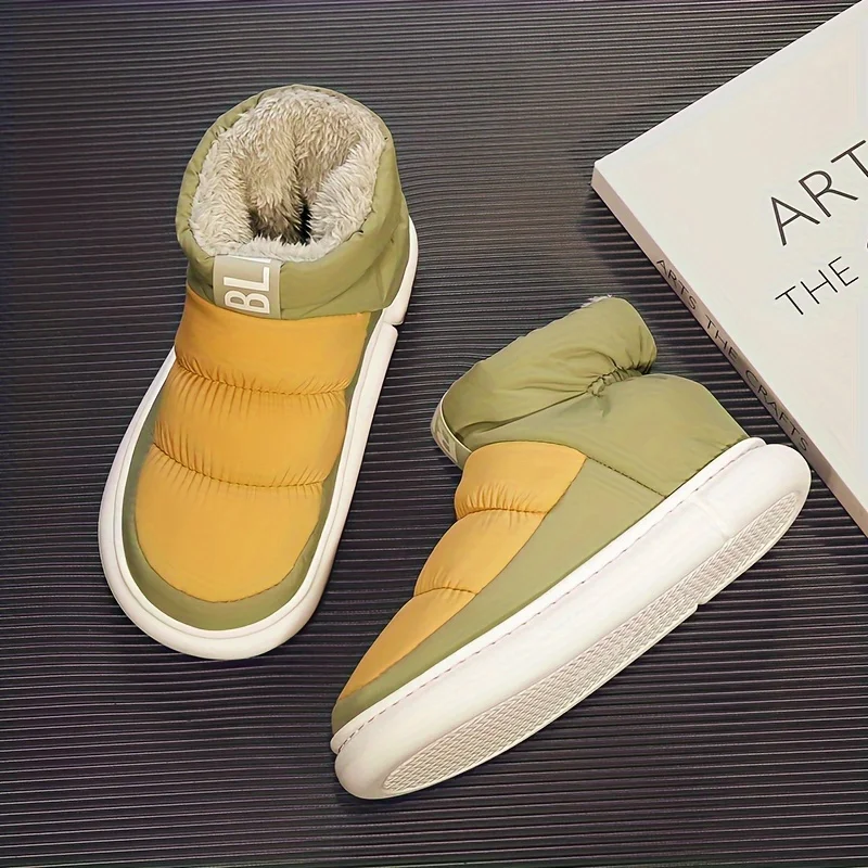 Pantoufle Bottes De Neige Antidérapantes Coupe-vent À Enfiler Avec Doublure Pelucheuse – Image 7