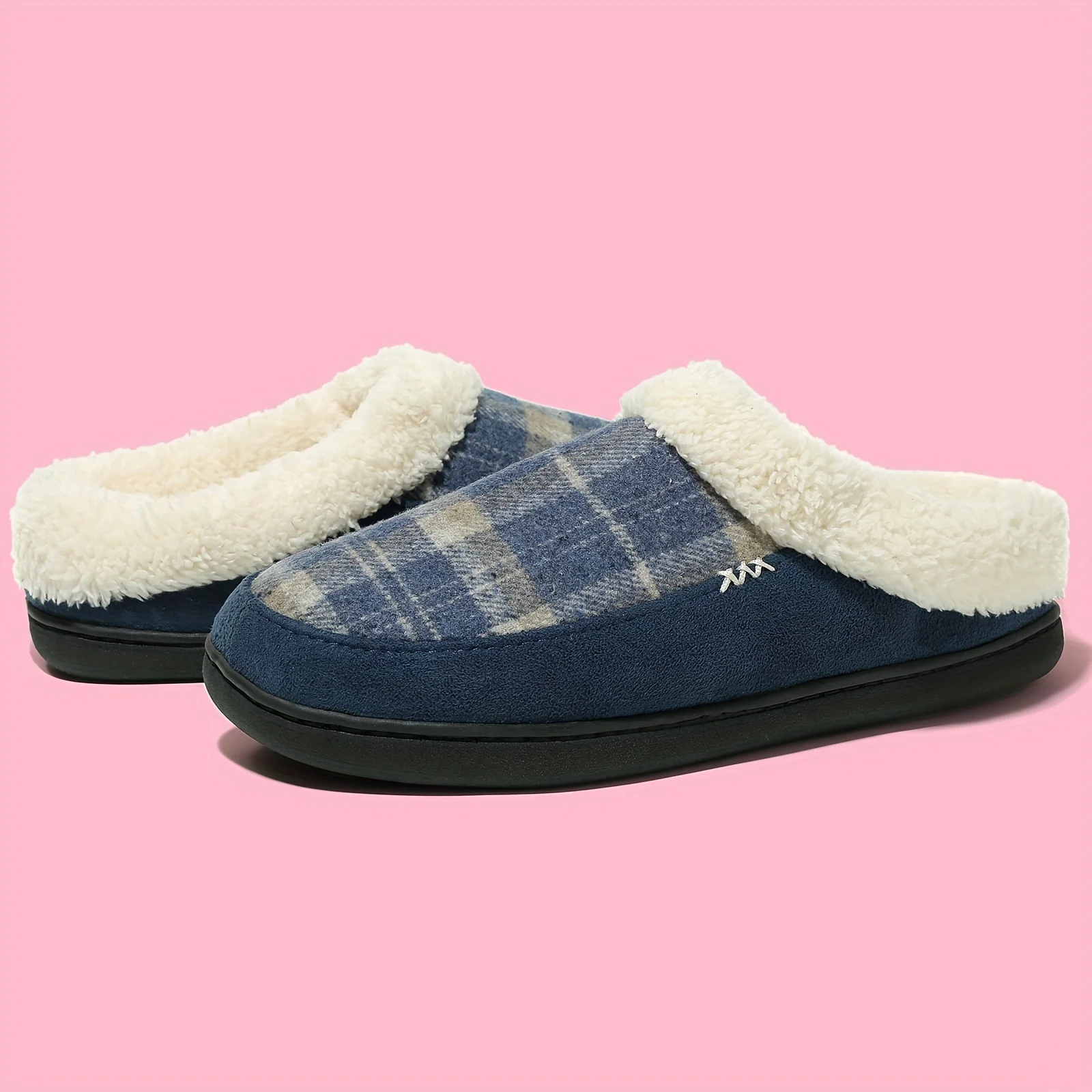 Pantoufles Chaudes À Motif Écossais À Bout Fermé À Plateforme À Semelle Souple – Image 9