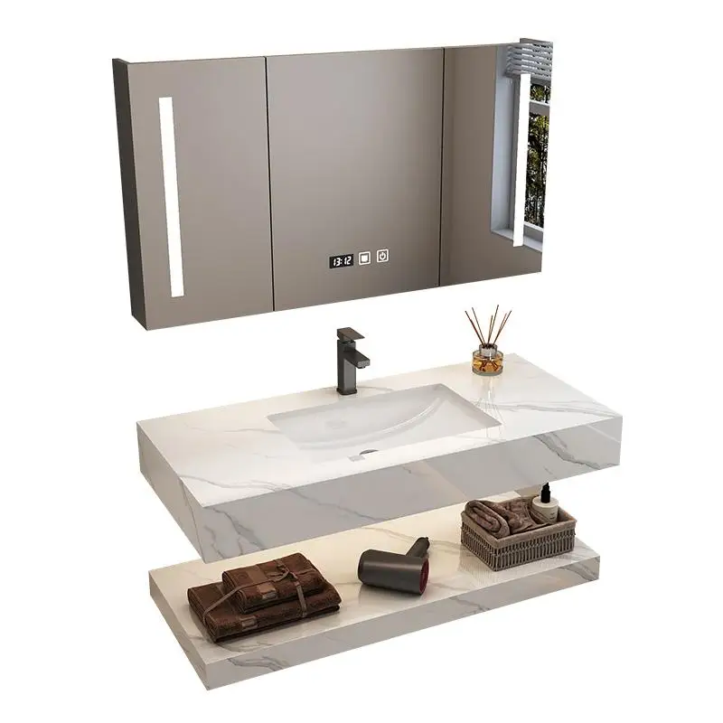 Armoires de salle de bain de toilette simples Cloison vintage Vanité Lumière Armoires de salle de bain Miroirs de rangement Meuble Toilette Meubles de maison – Image 4