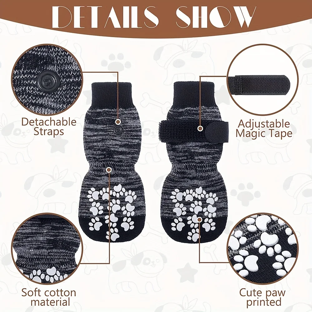 Pantoufle Antidérapantes Pour Chien, Couvre-pieds Respirants 4pcs – Image 5