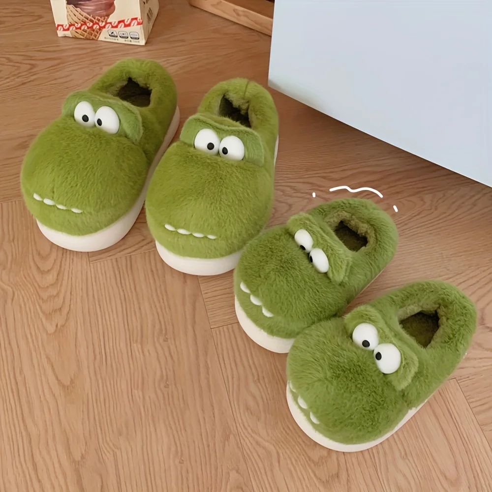 Pantoufle De Maison En Fourrure motif De Crocodile De Dessin Animé Mignon – Image 4