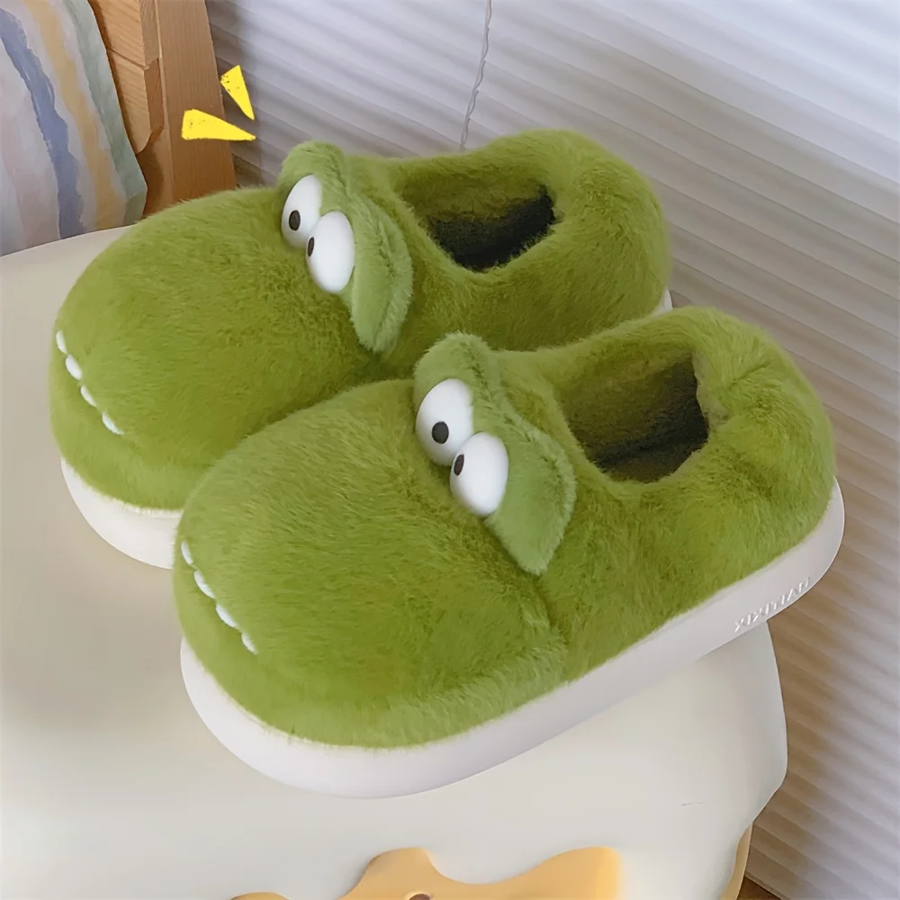 Pantoufle De Maison En Fourrure motif De Crocodile De Dessin Animé Mignon – Image 5