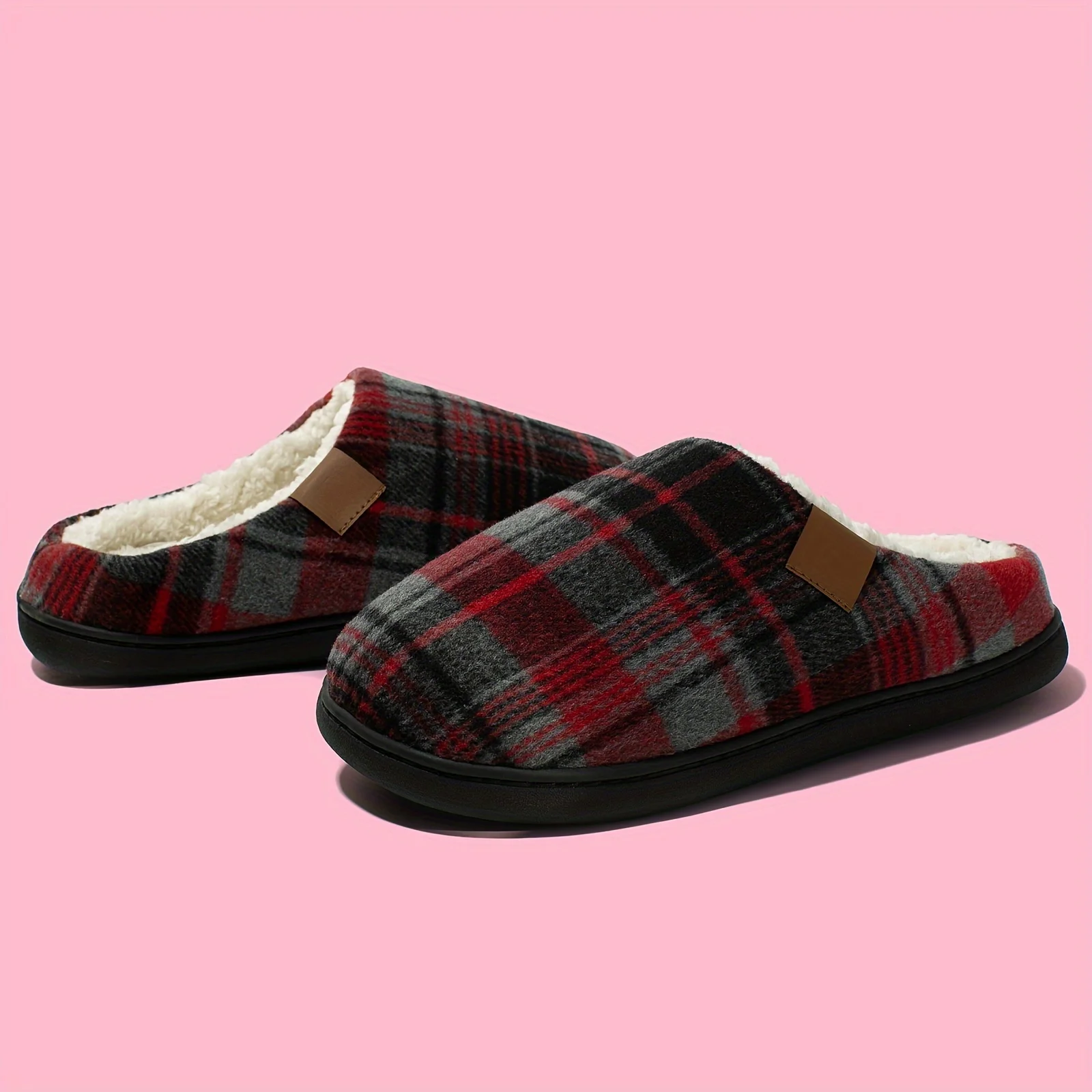 Pantoufles Chaudes À Motif Écossais À Bout Fermé À Plateforme À Semelle Souple – Image 8