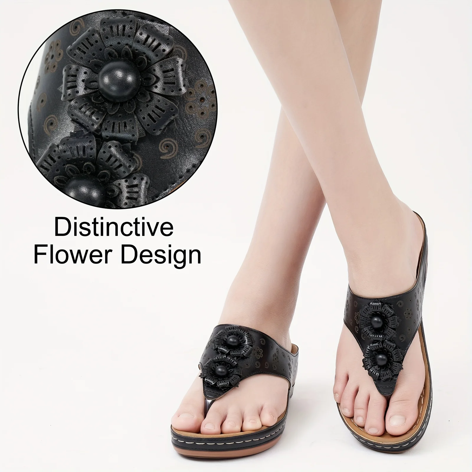 Pantoufle De Massage Antidérapantes À Décor De Fleurs – Image 8