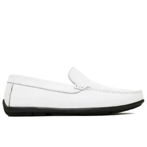 Mocassin de conduite cuir blanc