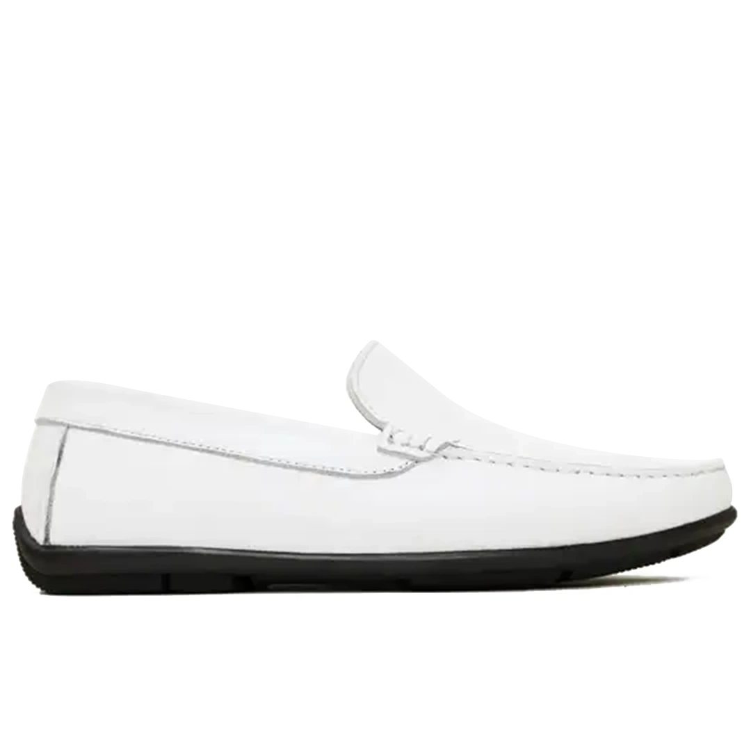 Mocassin de conduite cuir blanc
