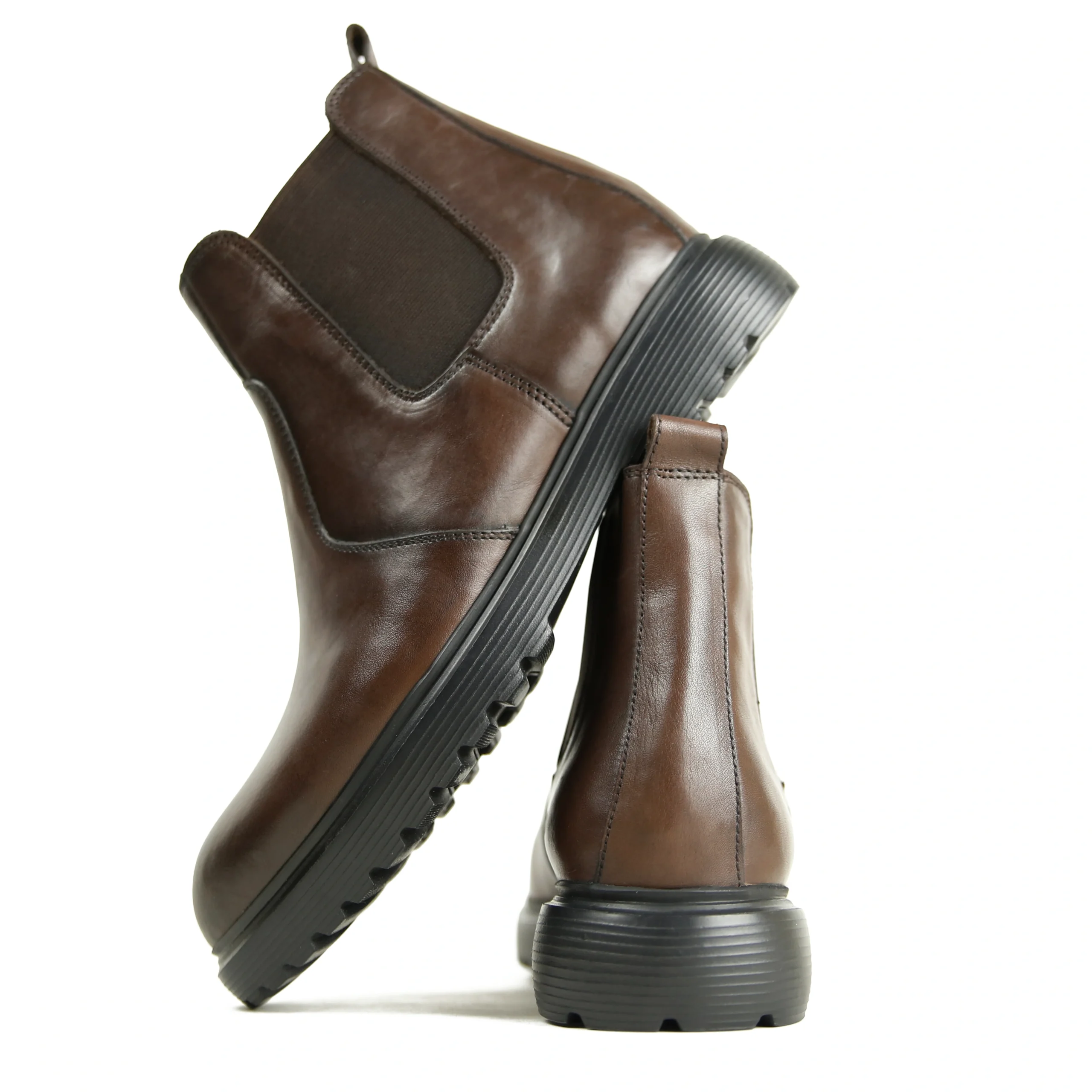 Chelsea boots élastiques cuir marron – Image 3