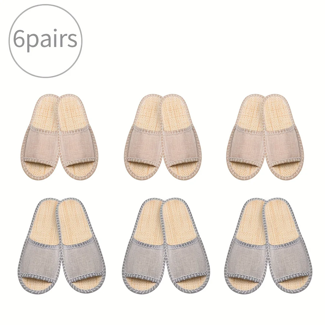 Pantoufles Chauds Pour La Maison, Légers Et Ouverts Aux Orteils lot de 6 Paires – Image 6