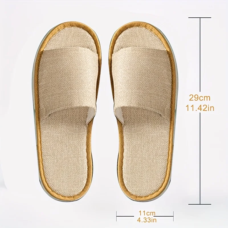 Pantoufles Diapositives D’hôtel Légères À Enfiler En Lin Et À Semelle Souple lot de 5 paires – Image 6