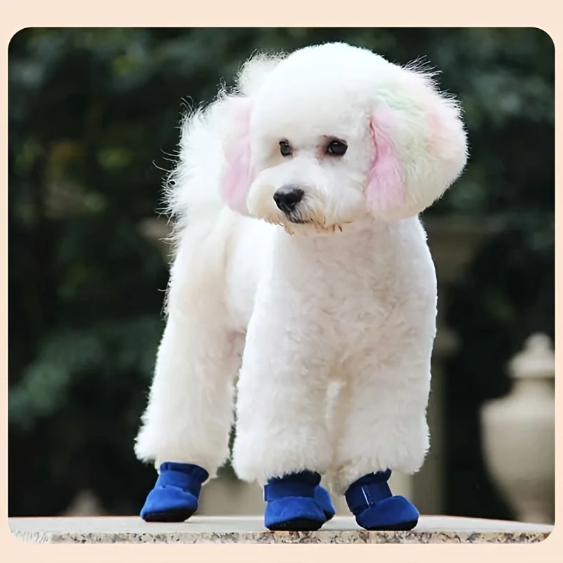 Pantoufle Pour Chien En Velours De Couleur Bonbon Épaissi Chaudes Et Antidérapantes – Image 9