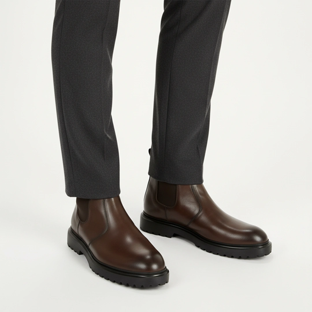 Chelsea boots élastiques cuir marron – Image 4