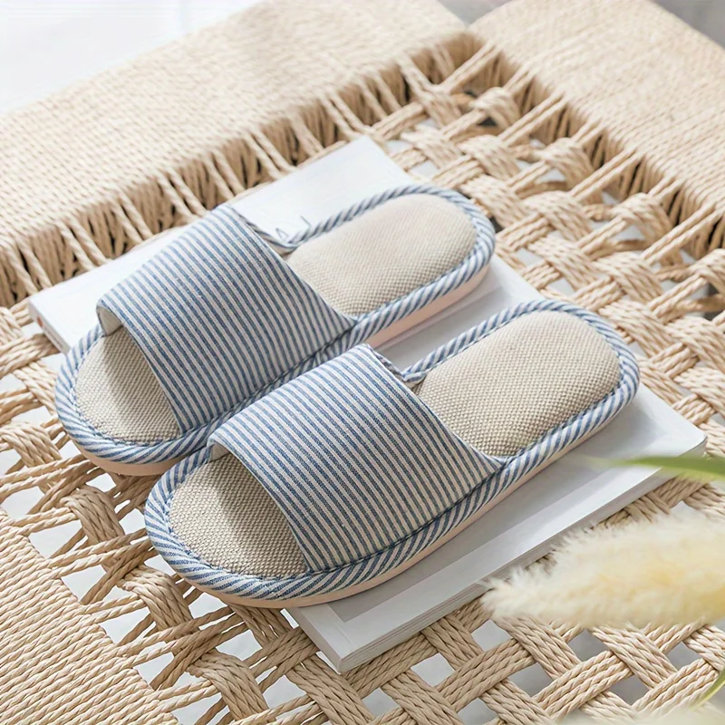 Pantoufle À Motif Rayé Simple Décontractées À Bout Ouvert