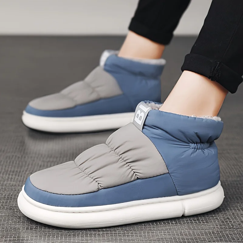 Pantoufle Bottes De Neige Antidérapantes Coupe-vent À Enfiler Avec Doublure Pelucheuse – Image 6