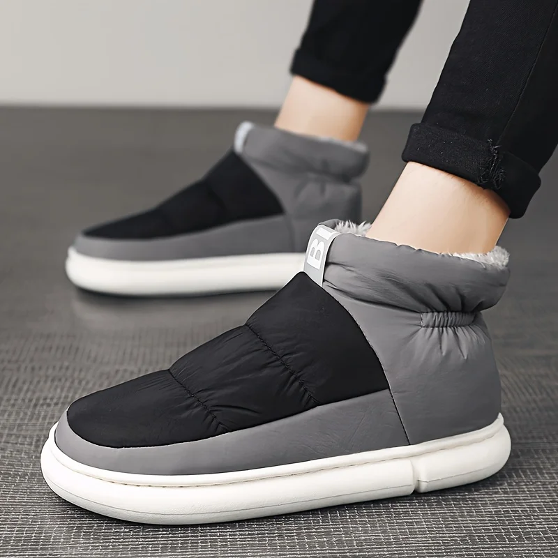 Pantoufle Bottes De Neige Antidérapantes Coupe-vent À Enfiler Avec Doublure Pelucheuse – Image 5