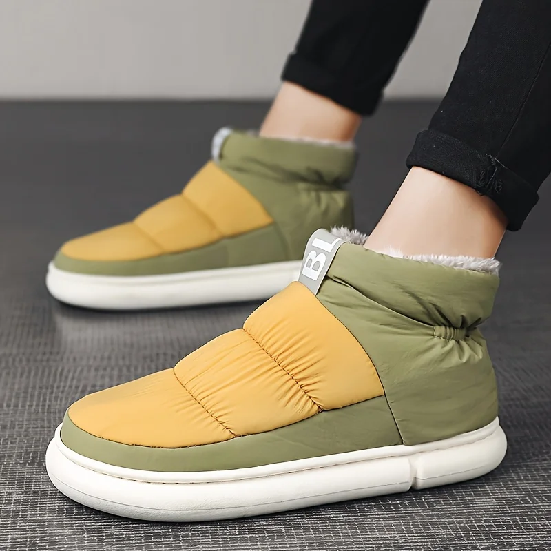 Pantoufle Bottes De Neige Antidérapantes Coupe-vent À Enfiler Avec Doublure Pelucheuse – Image 4