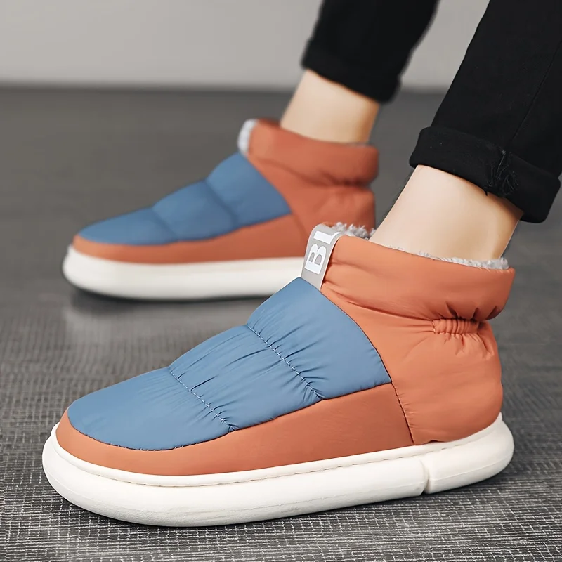 Pantoufle Bottes De Neige Antidérapantes Coupe-vent À Enfiler Avec Doublure Pelucheuse – Image 3