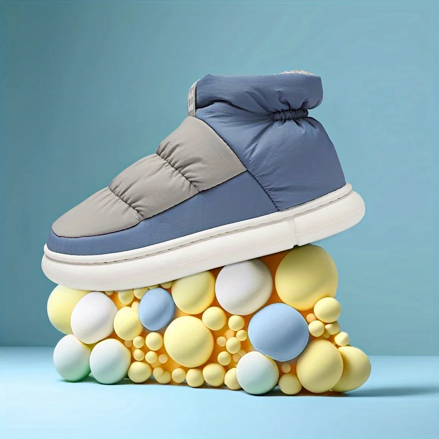 Pantoufle Bottes De Neige Antidérapantes Coupe-vent À Enfiler Avec Doublure Pelucheuse