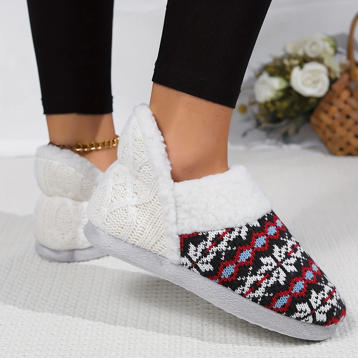 Pantoufle Bottes Doublure En Peluche Thermique Semelle Souple – Image 5