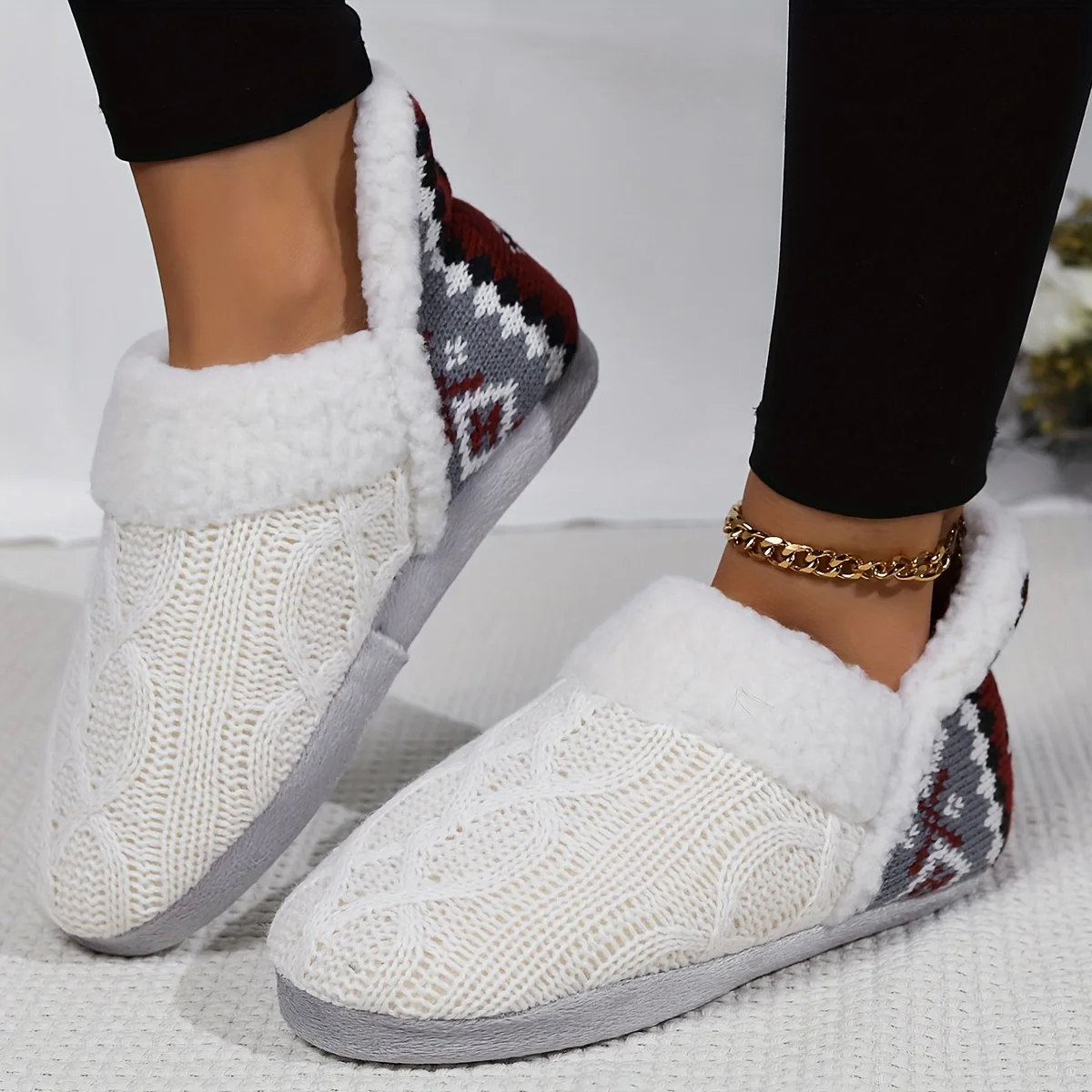 Pantoufle Bottes Doublure En Peluche Thermique Semelle Souple – Image 4