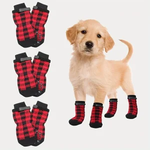 Pantoufle Chaussures Anti-dérapantes Pour Chien 4pcs
