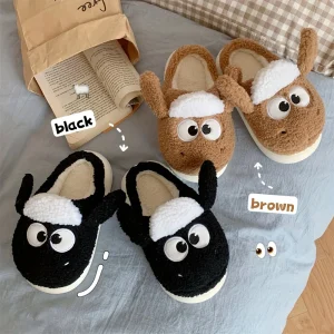 Pantoufle De Maison En Fourrure D’agneau De Dessin Animé Mignon