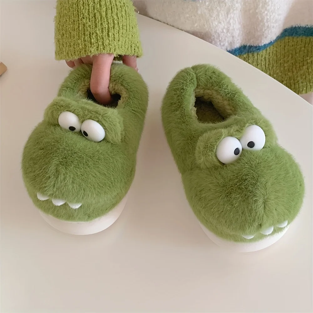 Pantoufle De Maison En Fourrure motif De Crocodile De Dessin Animé Mignon